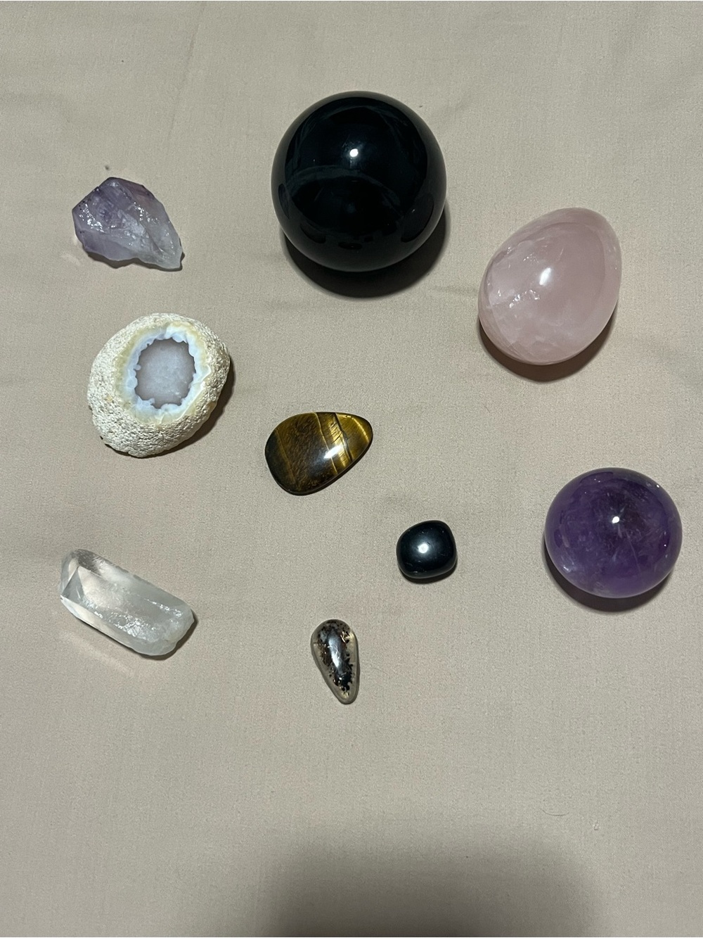 Assorted Crystal and Stone Collection - Black, Pink, Purple, Clear, Brown, Gray